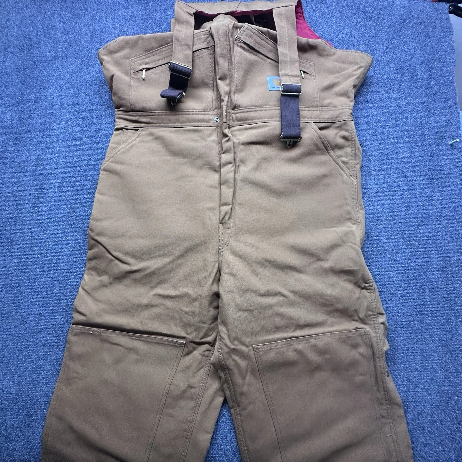 Carhartt Bibs Overalls Mens 48x34 Brown Double Knee Carpenter Duck Canvas New