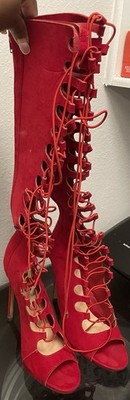 Red Women s Heel Boots Size 8