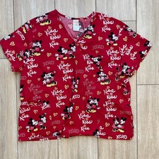 Disney Minnie Mouse Scrub Top 3X Red Kiss XOXO Nurse Medical Plus