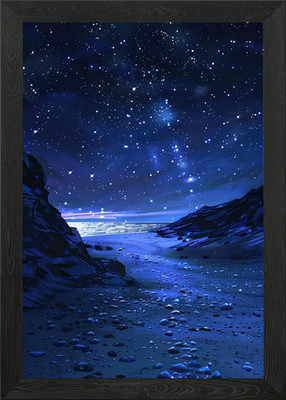 Gerahmtes Wandbild Meer Nacht Landschaft Poster Leinwanddruck Bild