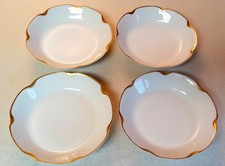 Haviland France Silver Anniversary Lot of 4 Soup Bowls 7  1/2" Gold Trim - NICE