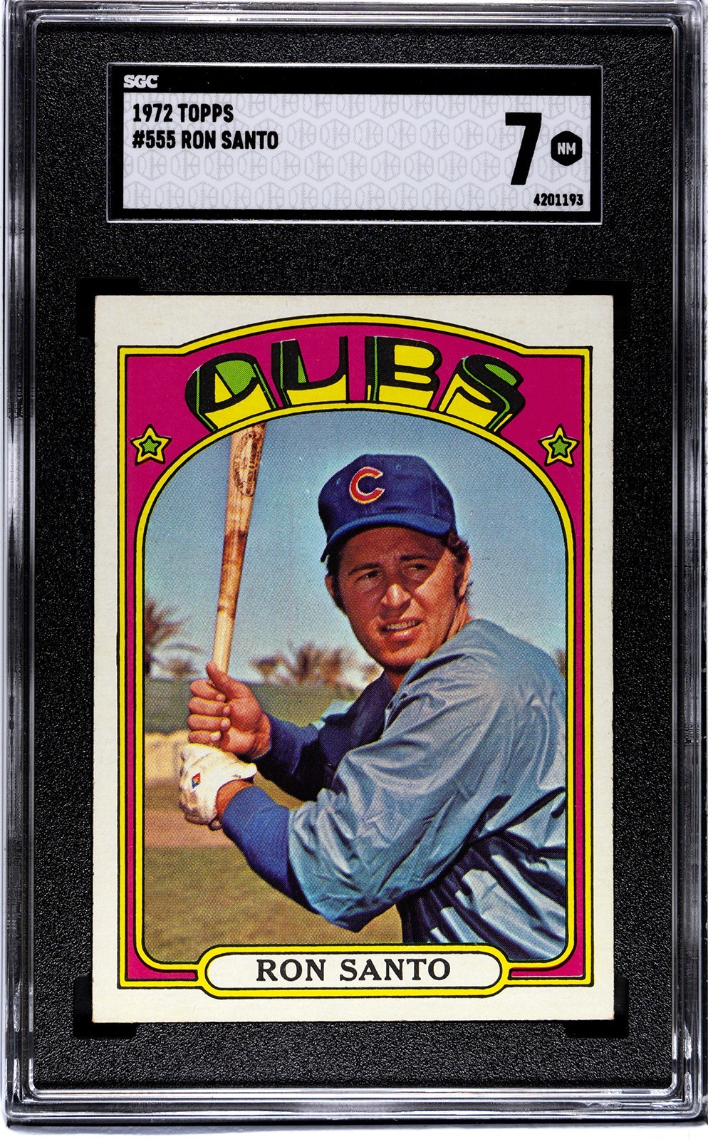 1972 Topps RON SANTO Chicago Cubs #555 SGC 7 NEAR MINT Condition