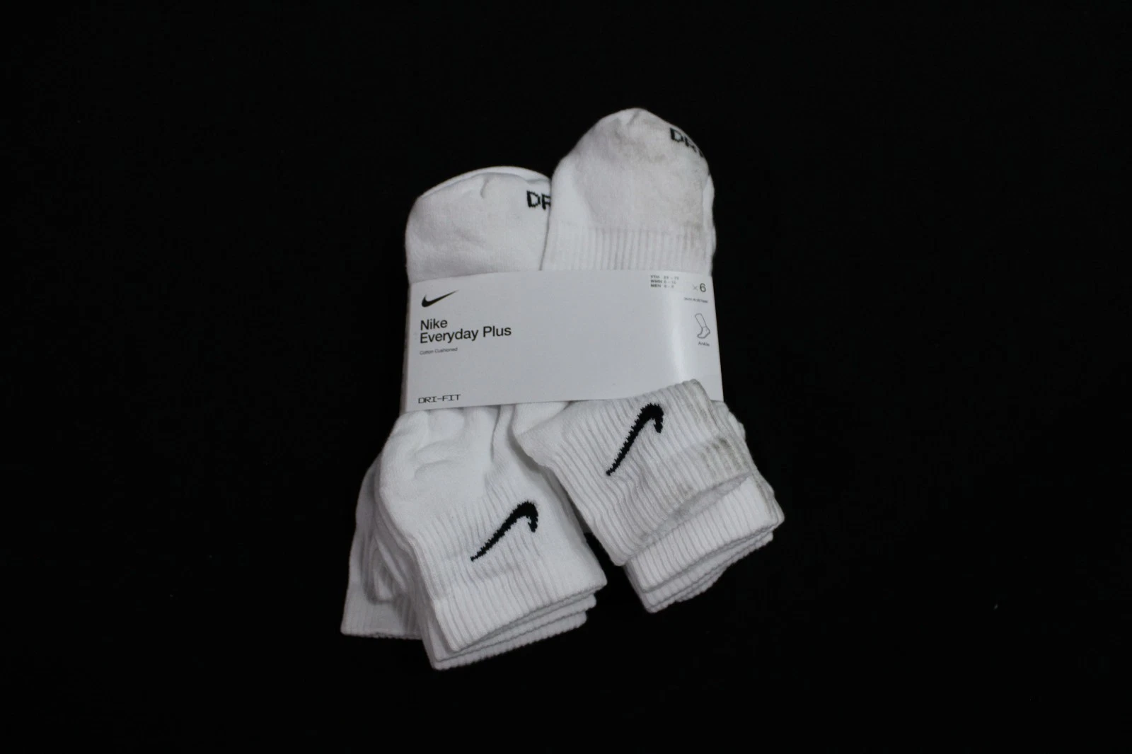 Nike Unisex Everyday Plus Ankle Sock 6-Pack White Medium Asst SKU/Contents