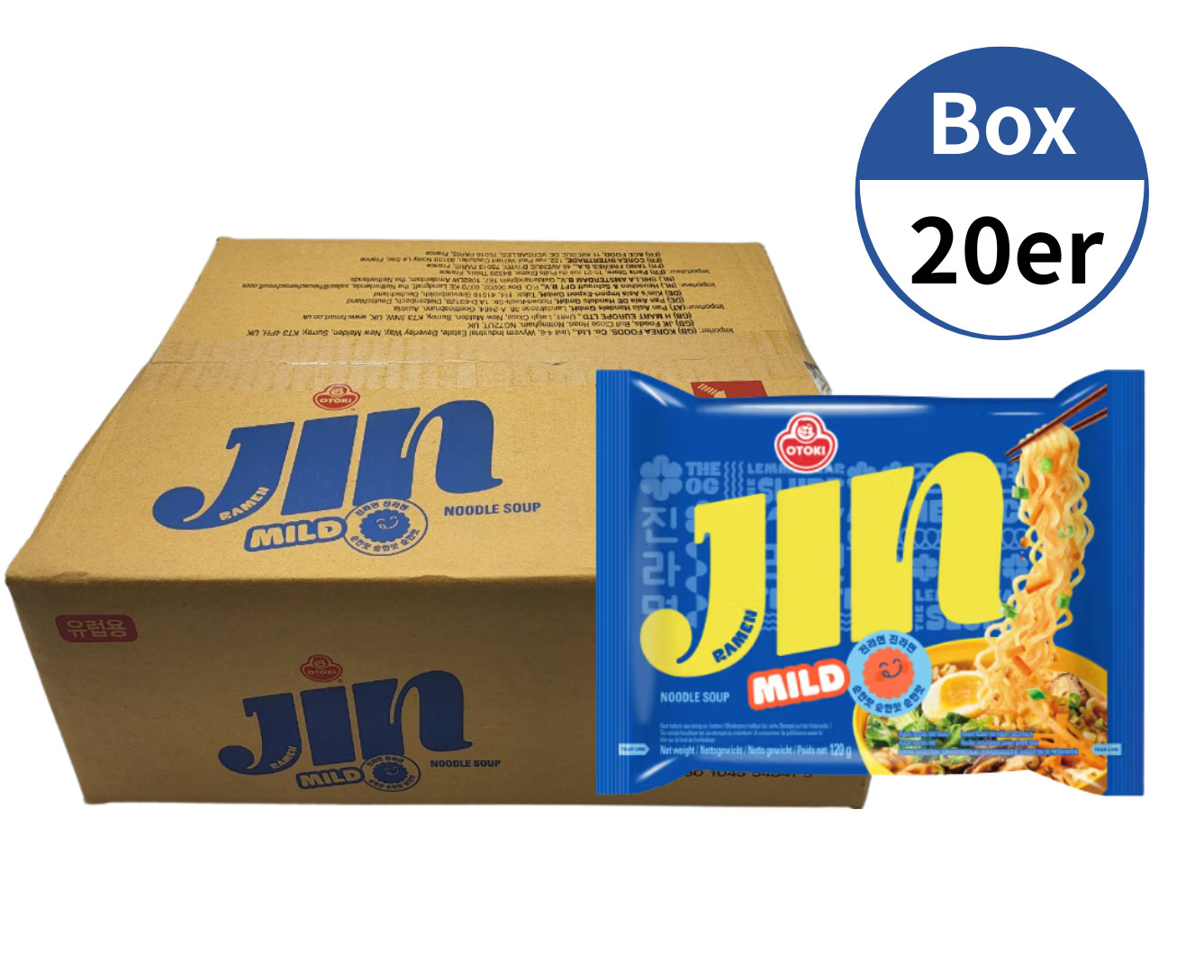 20er Pack Ottogi Jin Ramen Mild – Original Koreanische Instantnudeln