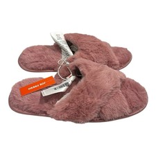 Joe Fresh Slippers Women's Size 6 Pink Fuzzy Slip On Slippers