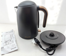 Salter Pebble 1.7 L Fast Boil Electric Tea Kettle Flip Lid 3kW Grey/Gold
