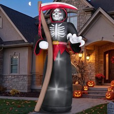 8FT Halloween Inflatable Grim Reaper LED Outdoor Yard Lawn Blow Up Decor  Weath