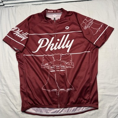 Hill Killer Cycling Jersey Mens 2XL Maroon Philly Liberty Bell Full Zip Pockets