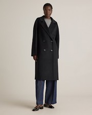 Quince Women Italian Wool Double-breasted Slouch Coat Black S