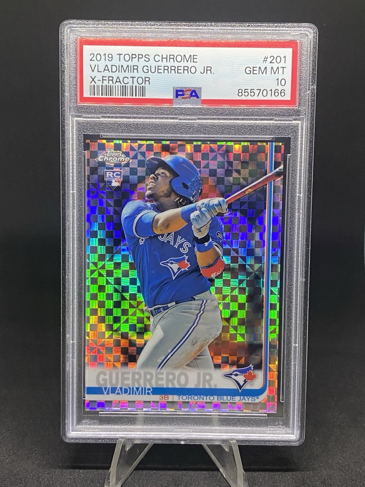 2019 Topps Chrome Vladimir Guerrero Jr RC Rookie X-Fractor PSA 10 Blue Jays view 1