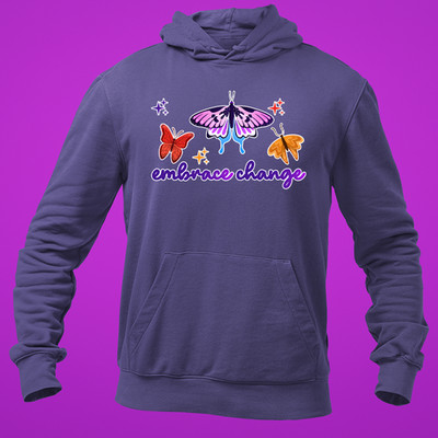 Embrace Change Hoodie bunte Schmetterlinge Transformation Wachstum positive Vibes