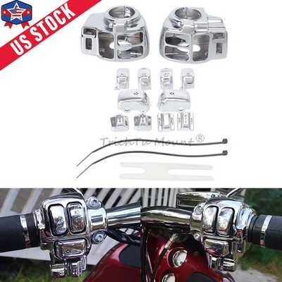 Chrome Switch Housing &10pcs Button Caps For Harley Touring FLHTCU FLHTK 1996-13
