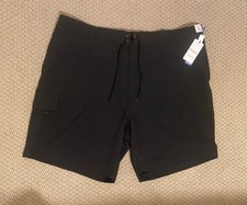 Men  s CARIBBEAN Black 9  Inseam Swim Trunks Board Shorts, 2XB, NEW