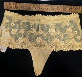 Lise Charmel France Vintage Lace Thong Yellow Panties- Medium