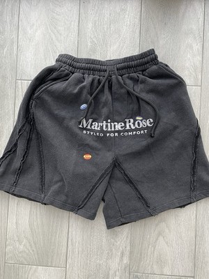Martine Rose Black Designer Sweat Shorts Distressed Streetwear