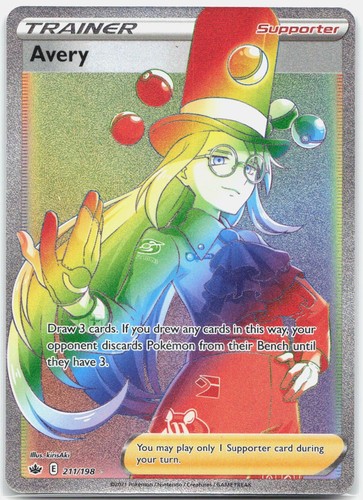 Avery 211/198 Rainbow Rare Chilling Reign Pokemon Holo Near Mint