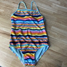 Speedo Girls Colorful Striped Thin Strap One Piece Swimwear Size L Unworn