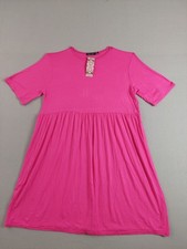 Boohoo Women Dress 12 Pink Short Sleeve Knee Length Round Neck Summer Cozy