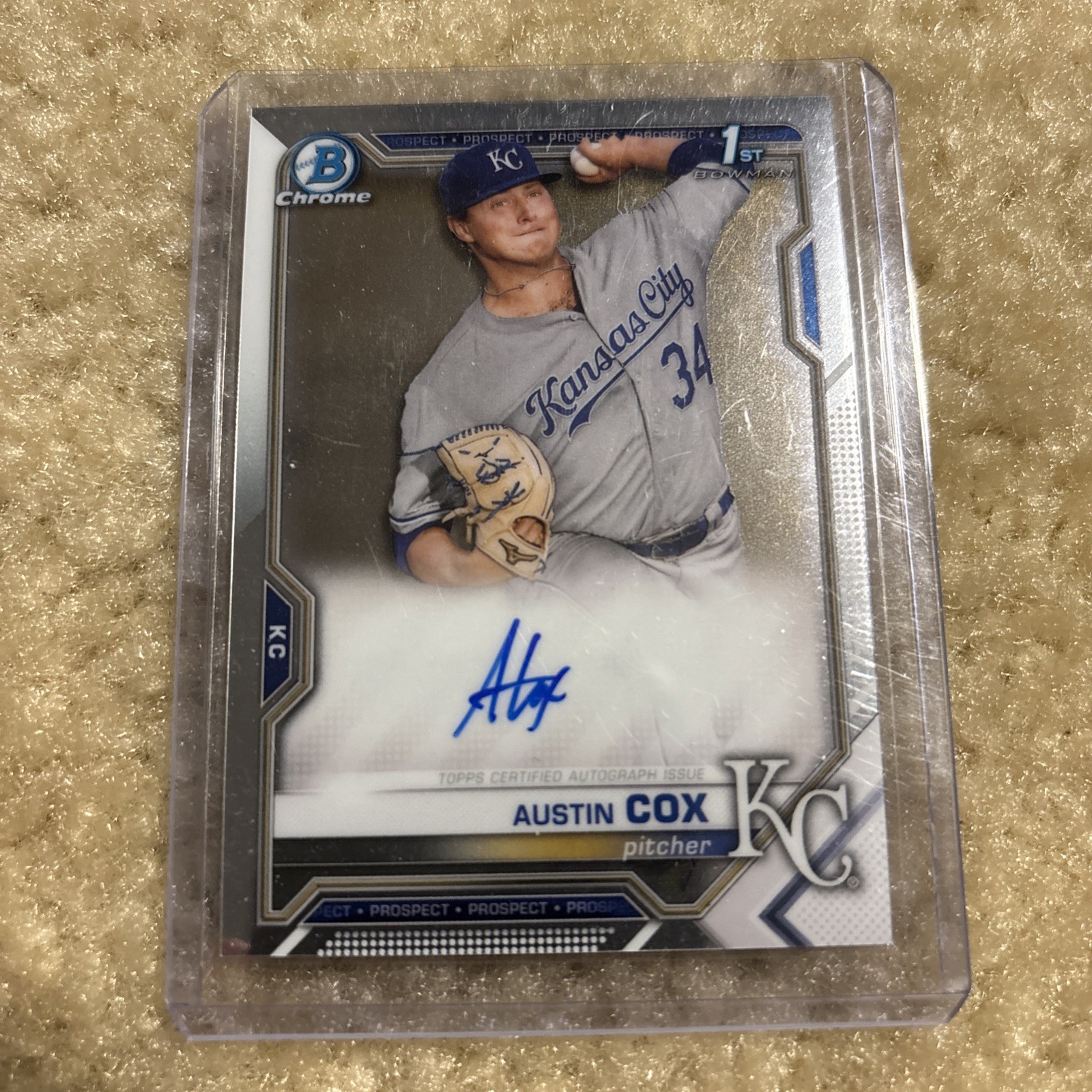 Bowman Chrome 2019 Austin Cox 1st Bowman Auto Rookie CPA-AC Royals Qty view 1