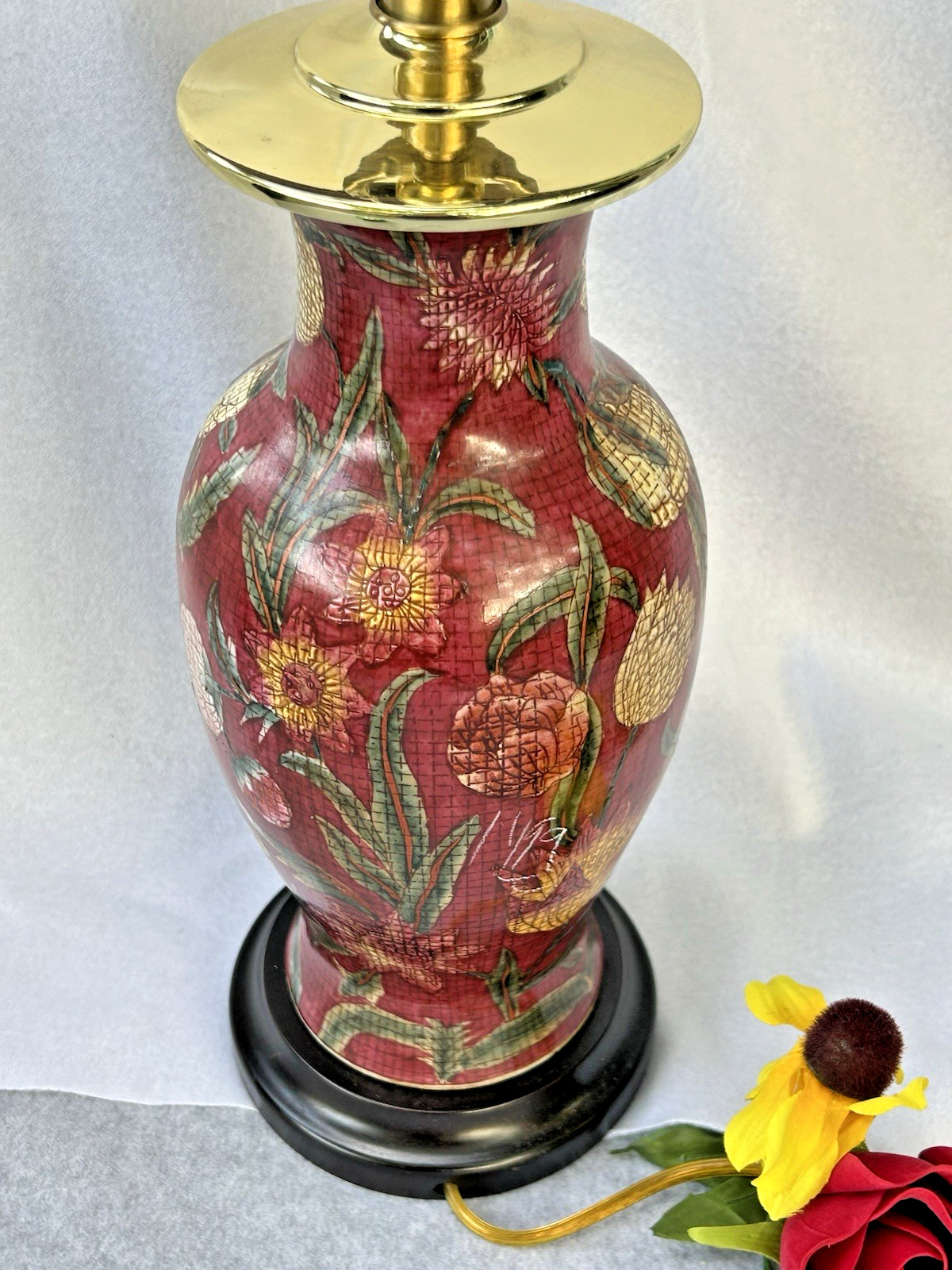 Chinoiserie Porcelain Table Lamp 27.5” Tall Vintage