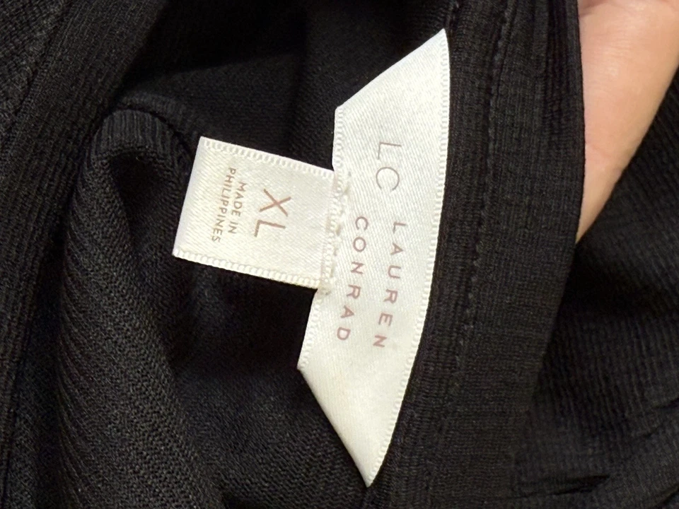 LC Lauren Conrad 连衣裙黑色露肩 XL 码换档短袖纹理 — 第 2/4 张图片