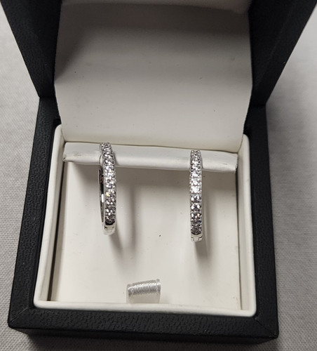 Sif Jakobs Cubic Zirconia Hoop Earrings 19mm Sterling Silver