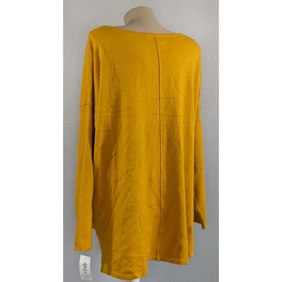 Suéter túnica Style & Co dorado amanecer costura frontal 2X para mujer cuello barco amarillo Foto 4 de 4