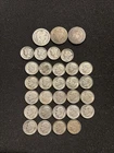 $3.55 Face Value 90% Silver - 3 Barber Quarters 28 Mercury & Roosevelt Dimes LOT