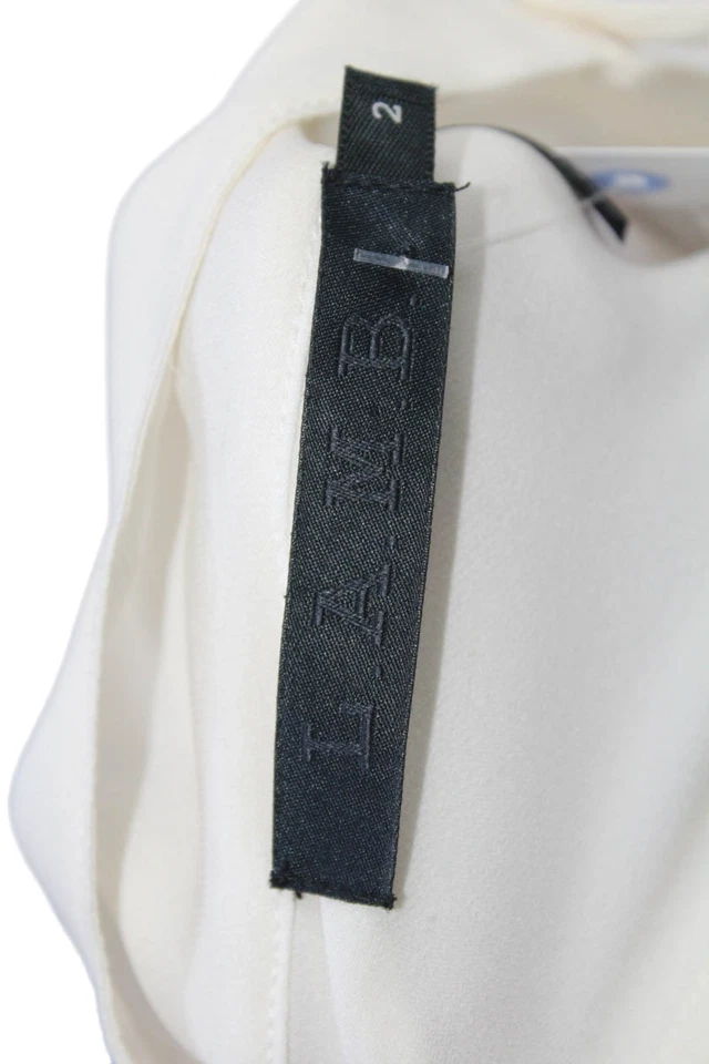 L.A.M.B. Blusa mujer seda manga larga corbata botón delantero crema talla 2 Foto 4 de 4