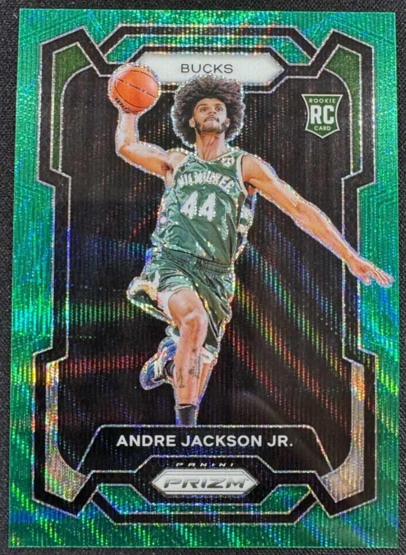 2023-24 Panini Prizm #131 Andre Jackson Jr Green Wave Prizm (RC) - Bucks