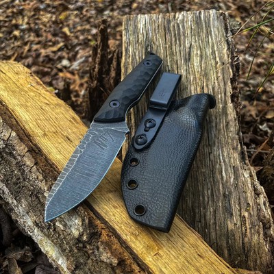No7 Knife and Tool Vector Fixed Knife 3.25'' Nitro V Steel Blade Black G10 Handle