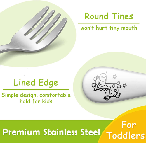 Toddler Fork, Haware 6 Pcs Stainless Steel Kids Forks Set, Small Metal Fork With - Picture 3 of 7