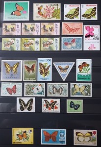 BUTTERFLIES. COLLECTION 28 STAMPS. MNH. MLH. LOT IN GERMANY