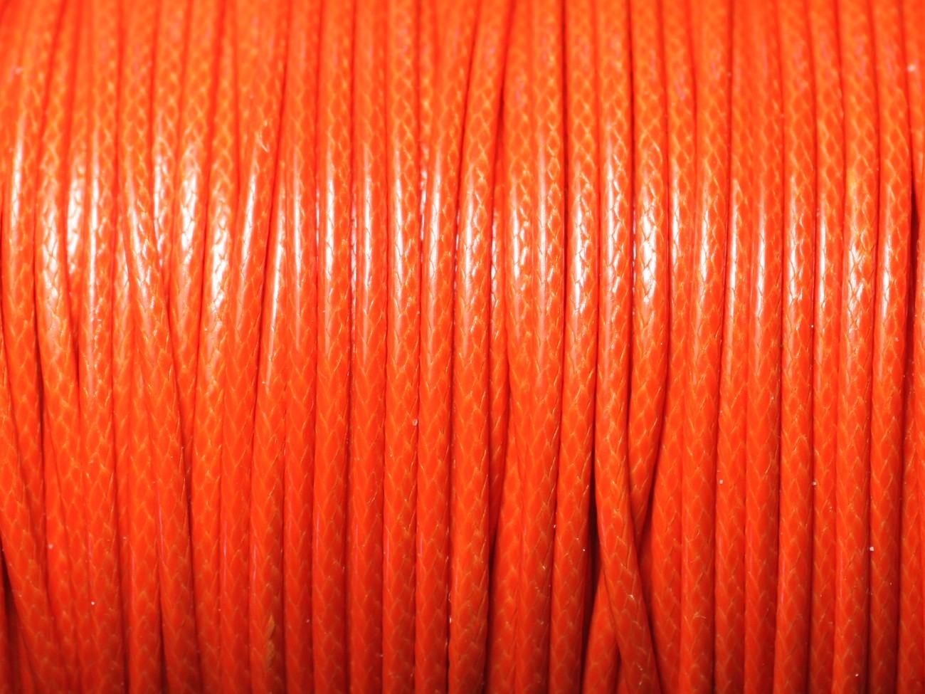 Cordon de coton ciré 1.5mm orange fluo pour bijoux et tressage