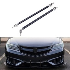 2x Black Adjustable Front Bumper Lip Splitter Spoiler Strut Rod Tie Support Bar