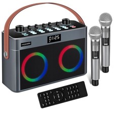 Audio Mixer for Karaoke, Karaoke Machine with 2 Wireless Microphones, Portabl...