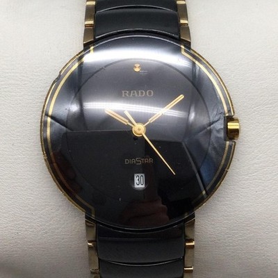 Rado DiaStar Womens Watch 30mm Black Dial Gold Tone 129.0301.3 New Battery 6.25''