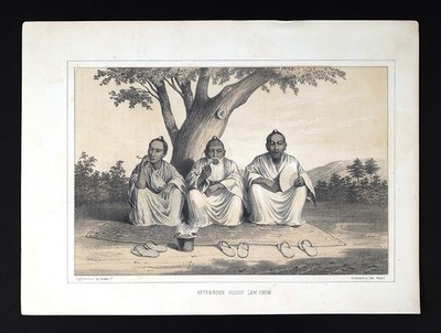 1856 Print Afternoon Gossip Lewchew Okinawa Comodore Perry Japan Expedition
