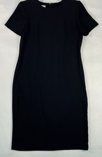 Leslie Fay Women’s Black Sheath Dress Sz 8P Zip Back Classic Little Black Dress