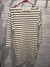 Uniqlo Size Medium Ladies Knee Length Dress Three-Quarter Sleeves White/navy