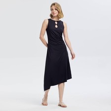 Women Asymmetrical Jersey Midi Dress - A New Day Black S