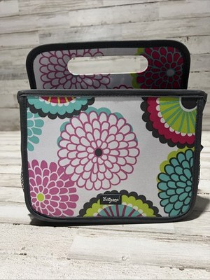 Thirty-One Double Duty Caddy Bubble Bloom Floral Storage Organize Tote handle