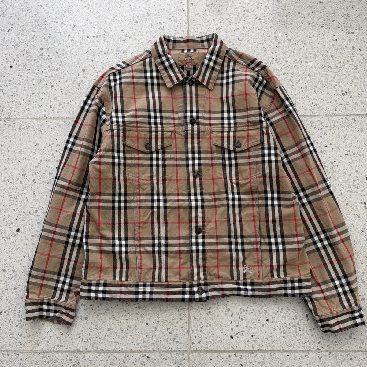 Size XL - Supreme X Burberry Plaid Denim Trucker Jacket | eBay