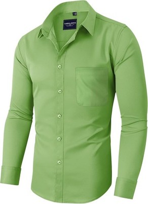 Mens Long Sleeve Dress Shirt Wrinkle-Free Stretch Formal Button-Down with Pocket