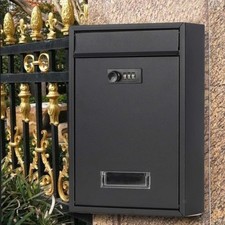 Vintage Wall Mount Mailbox Lockable Iron Postbox External Letter Box for