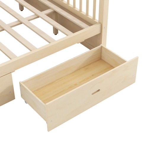 Queen King Size Canopy Bed Frame Wooden Platform Bed Frames with Storage Drawers