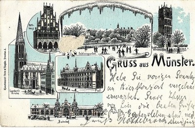 Germany 1898 Litho AK Gruss aus Munster  Ansichtskarte Postcard
