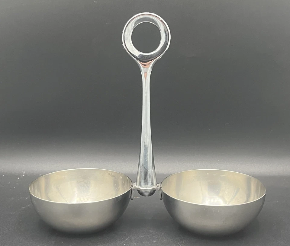 WMF porte-condiments double en métal argenté design moderniste - Photo 3/4