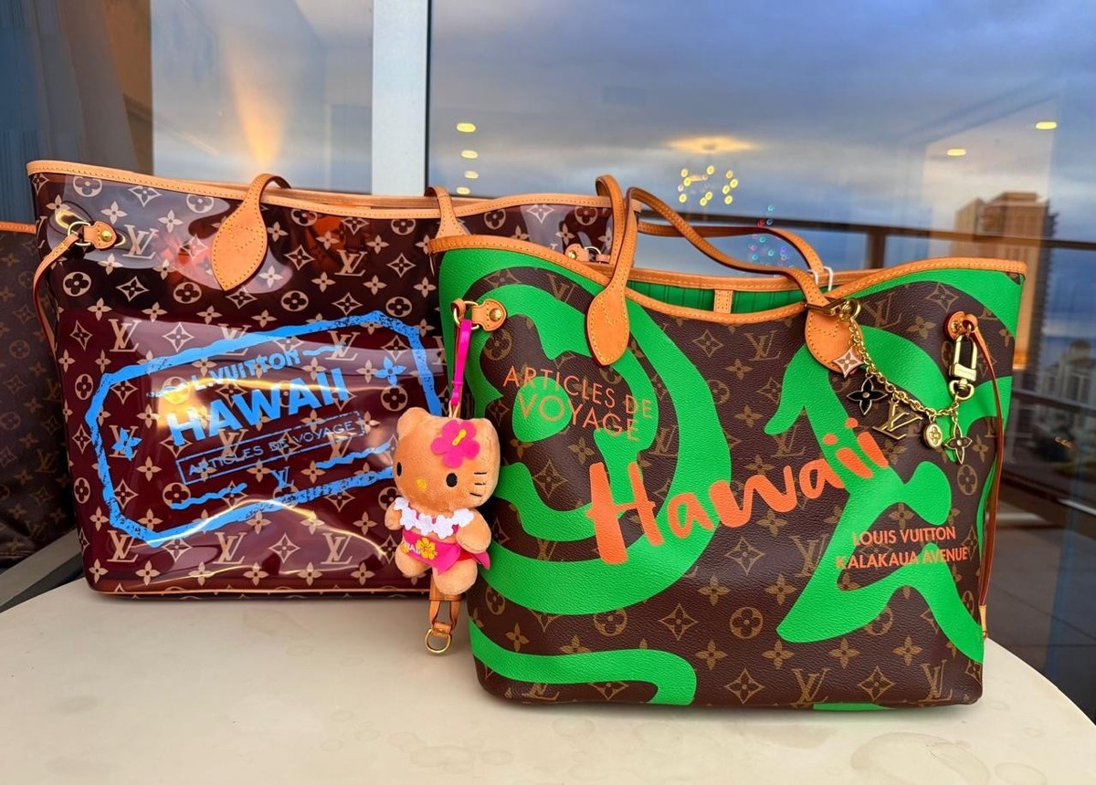 LOUIS VUITTON うみ Louis Vuitton Hawaii Neverfull MM Bag Pondichery Bandouliere Pink