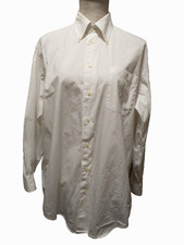 Nautica Men's White 100 Cotton Button Down Logo Dress Shirt Neck 15.5" 32/33"